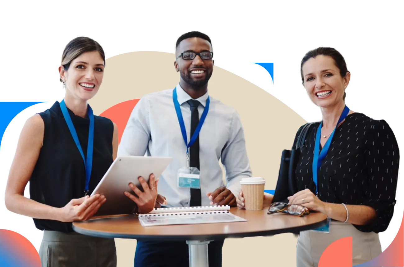 Happy people at an event