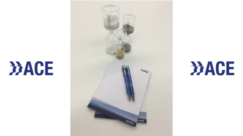 A classroom hourglass representing the duration of the exam